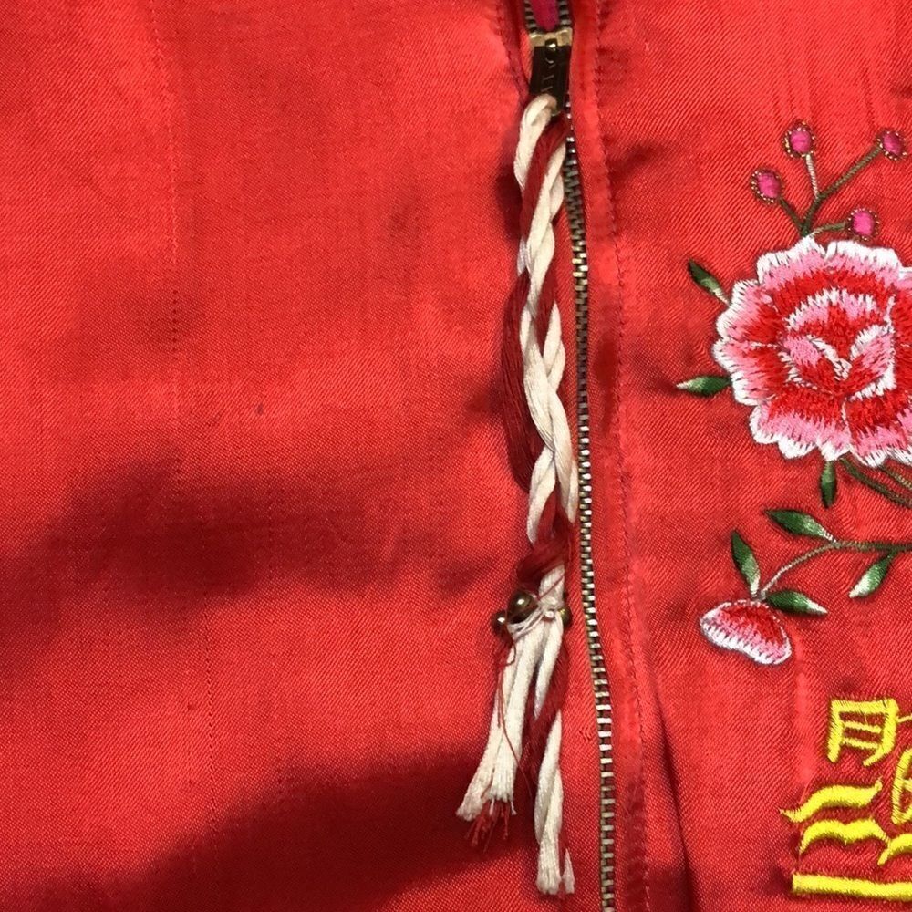 RARE 1980’s JouJou Bomber | Bright Red Rayon with Embroidery | Size M - Picture 11 of 16